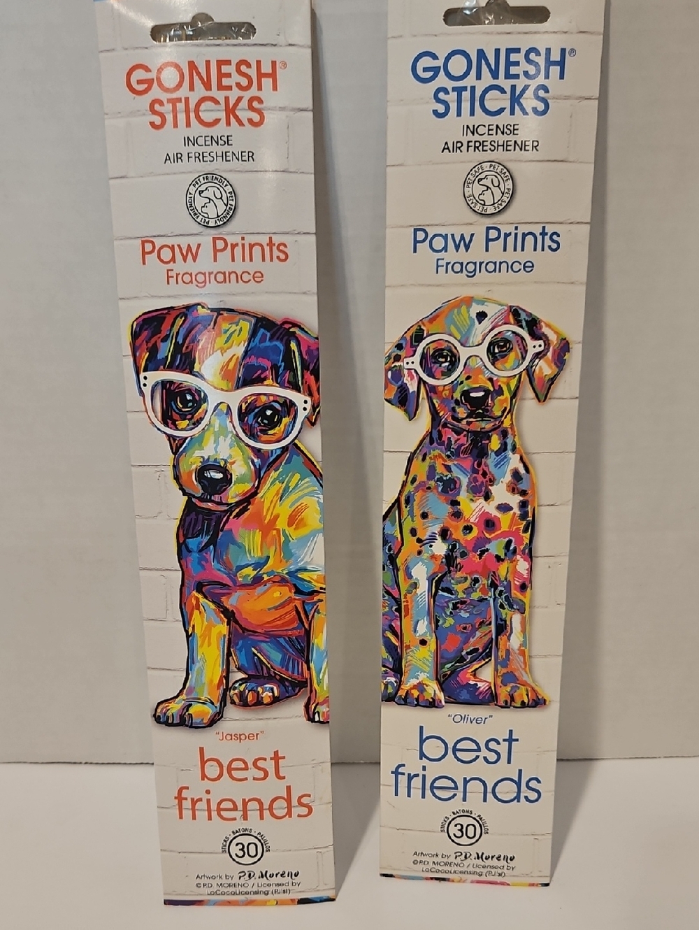 GONESH Sticks Paw Prints Incense Air Freshener - Colorful Dog Artwork